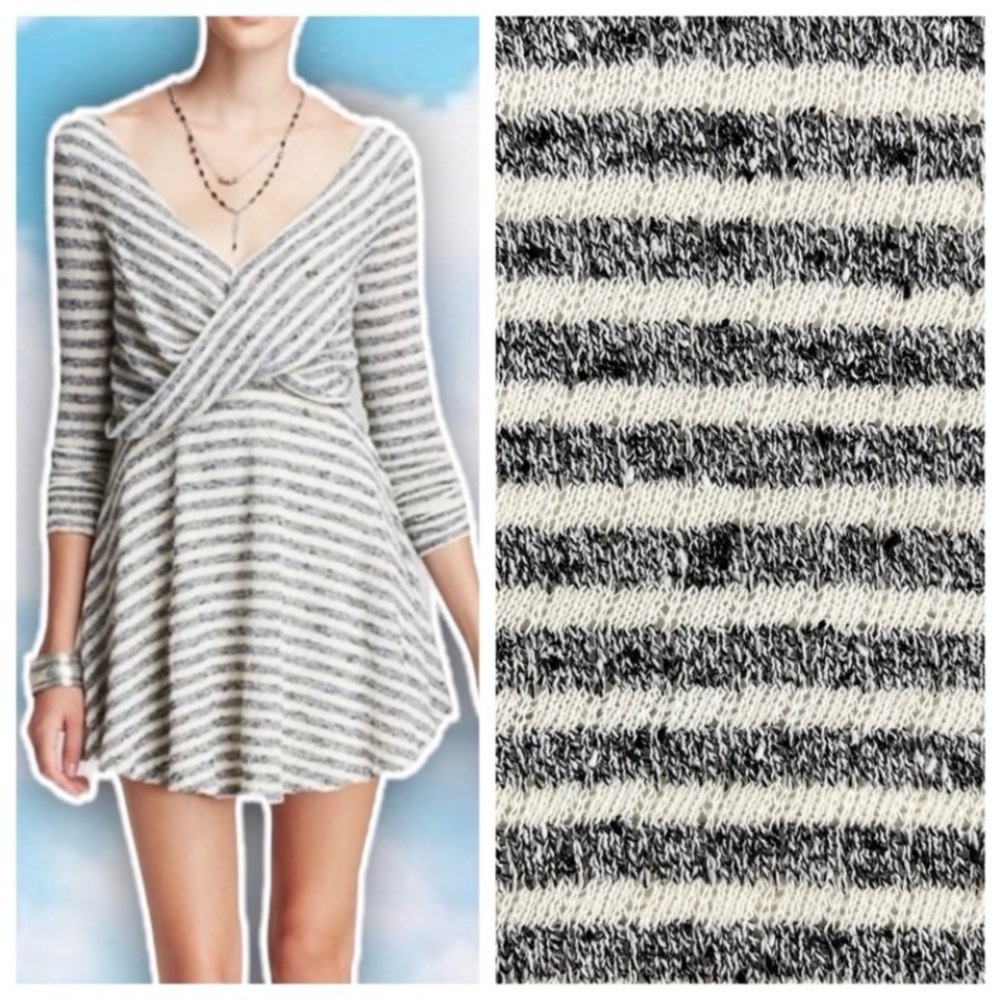 💜 FREE PEOPLE Revolve Maverick Marled Striped Sweater Dress Lagenlook Coastal